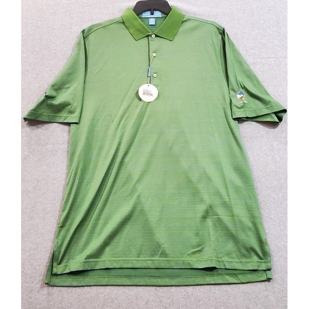NWT Fairway & Greene Polo‎ Shirt Mens L Green Blue Striped Pureformance Golf